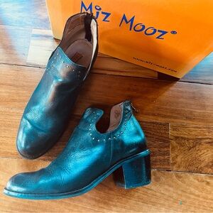 Miz Mooz Nicole Black Leather Studded  Heeled Boots